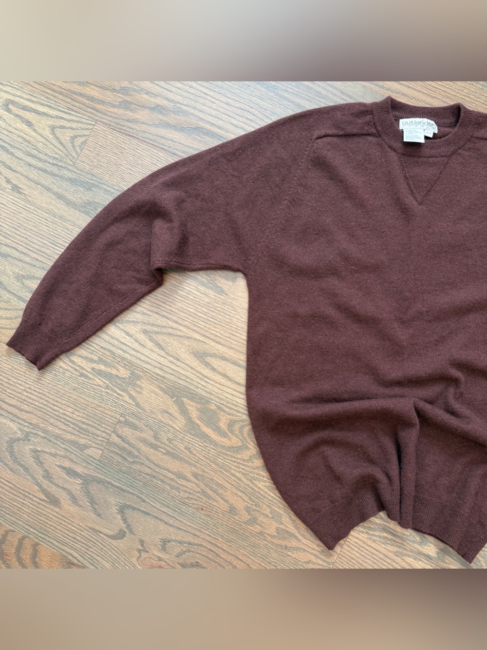 VTG Dark Brown Lambswool Rabbit Crewneck Sweater Men M USA Classic Academia Dad